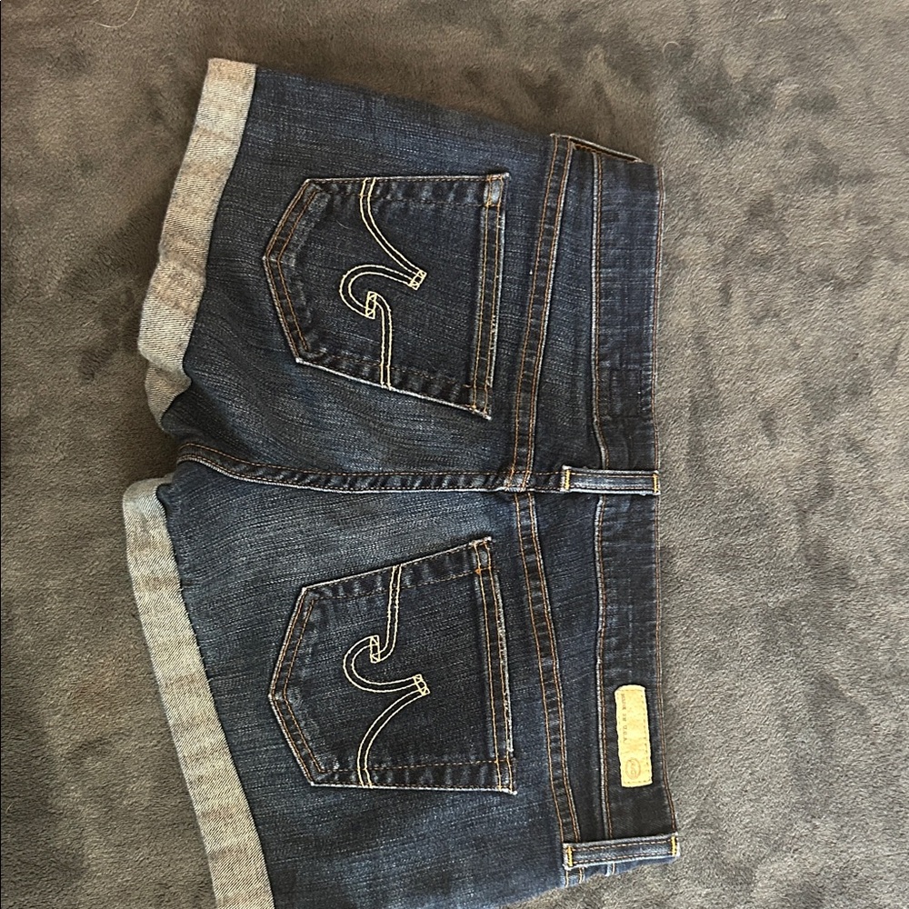 AG Adriano Goldschmied Dark Blue Jean Shorts - Picture 4 of 5